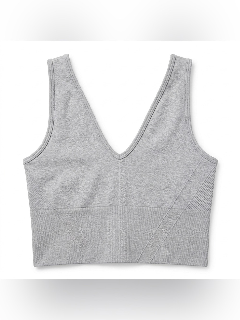 YPB Abercrombie & Fitch SeamlessCORE V-Neck Slim Tank Sports Bra Gray Small NWOT